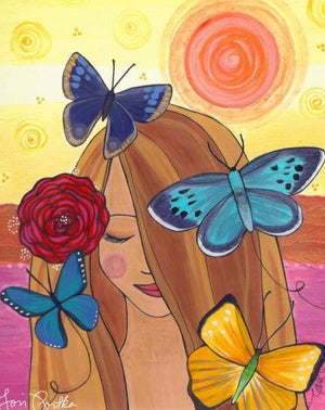 Beautiful You - Art Print, Girl, Butterfiles